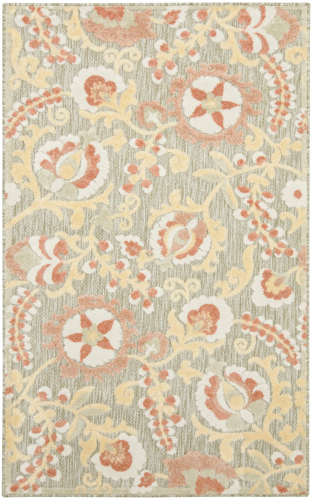 Nourison Aloha ALH17 Machine Made Sage, Rose Rug