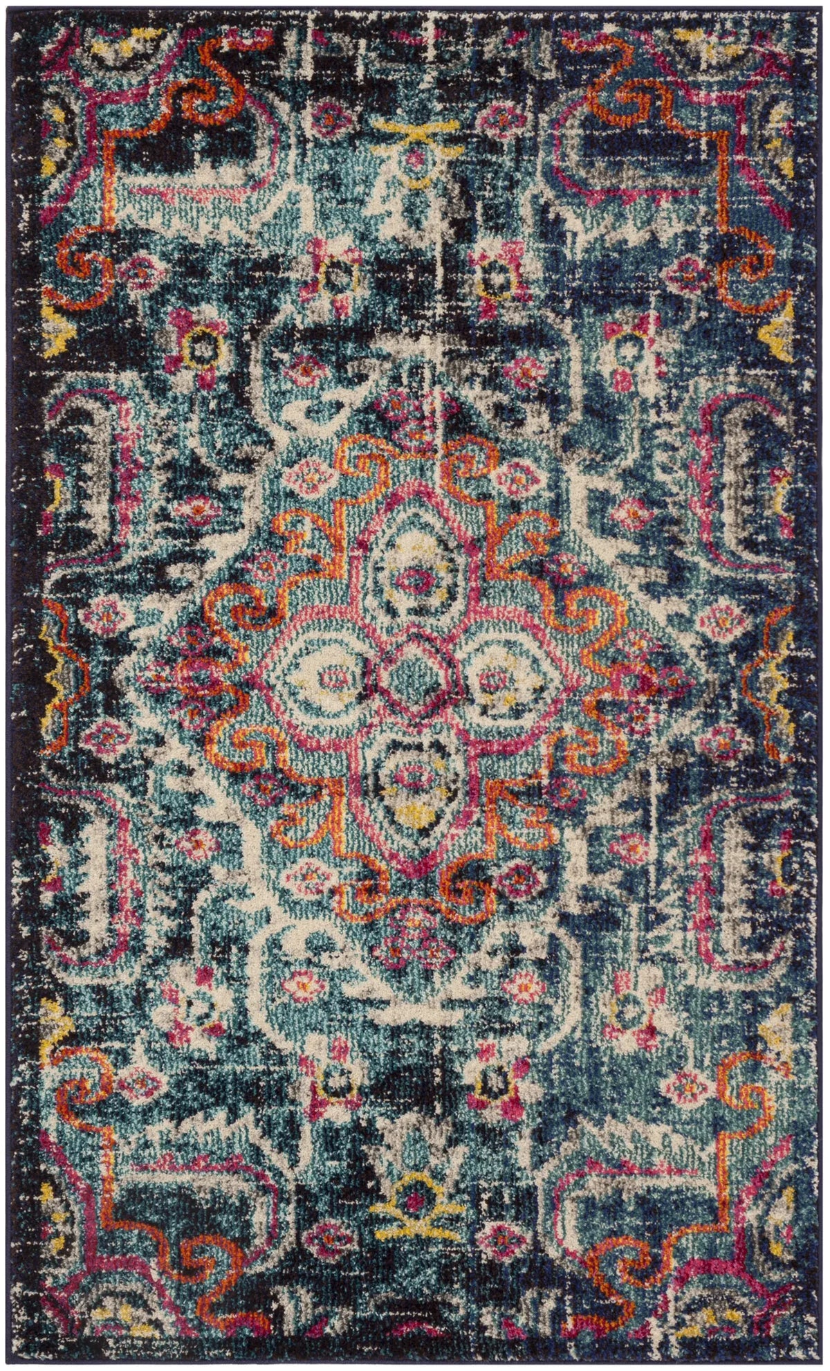 Safavieh Monaco 3'-0" x 5'-0" Rug in Blue / Fuchsia