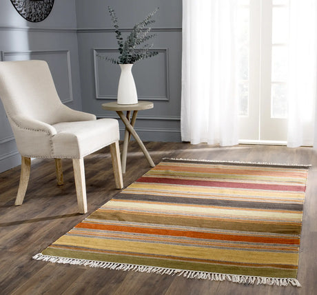 Safavieh Striped Kilim 4'-0" x 6'-0" Rug in Gold