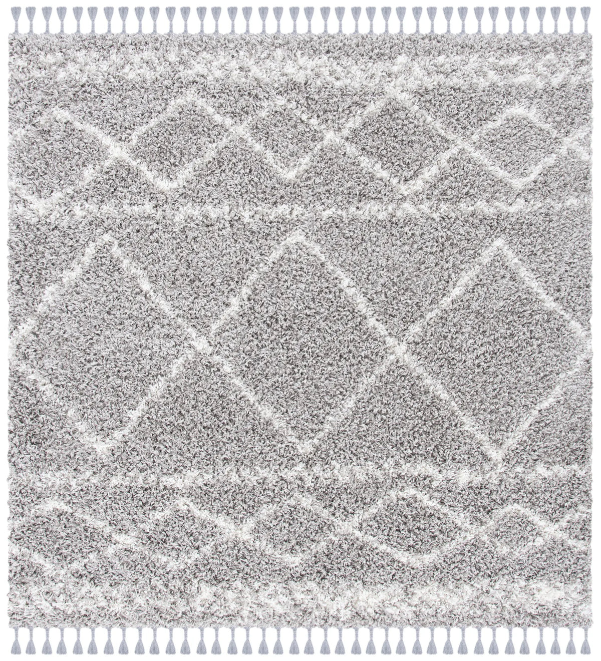 Safavieh Pro Lux Shag 400 6'-7" x 6'-7" Rug in Grey / Ivory