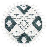 Safavieh Moroccan Tassel Shag 3'-0" x 3'-0" Rug in Green / Ivory