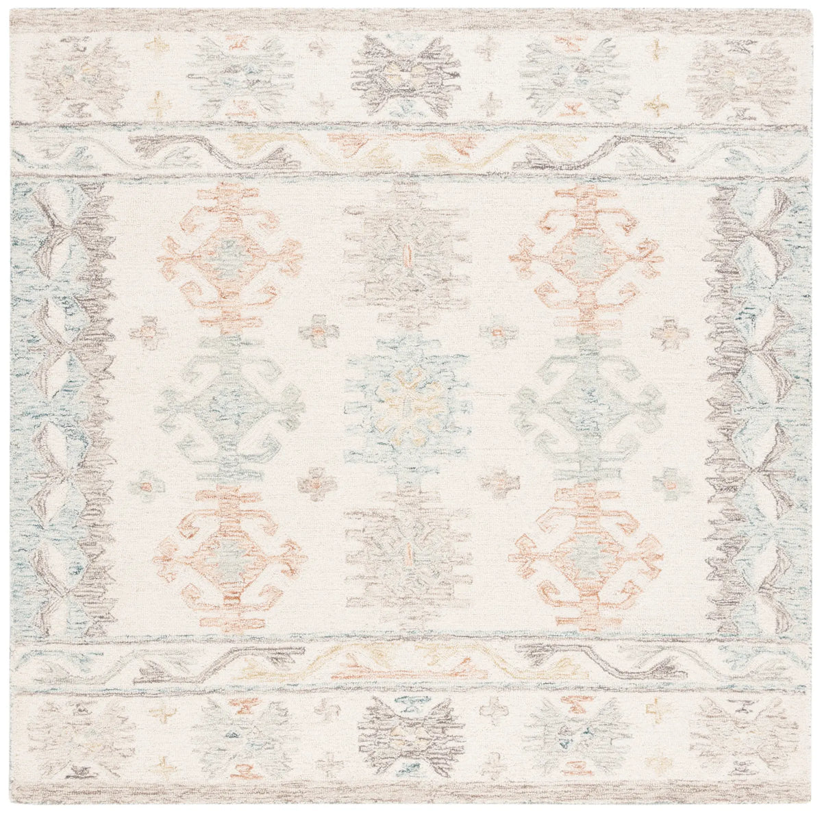 Safavieh Micro-Loop 6'-0" x 6'-0" Rug in Ivory / Blue