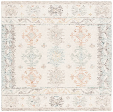 Safavieh Micro-Loop 6'-0" x 6'-0" Rug in Ivory / Blue