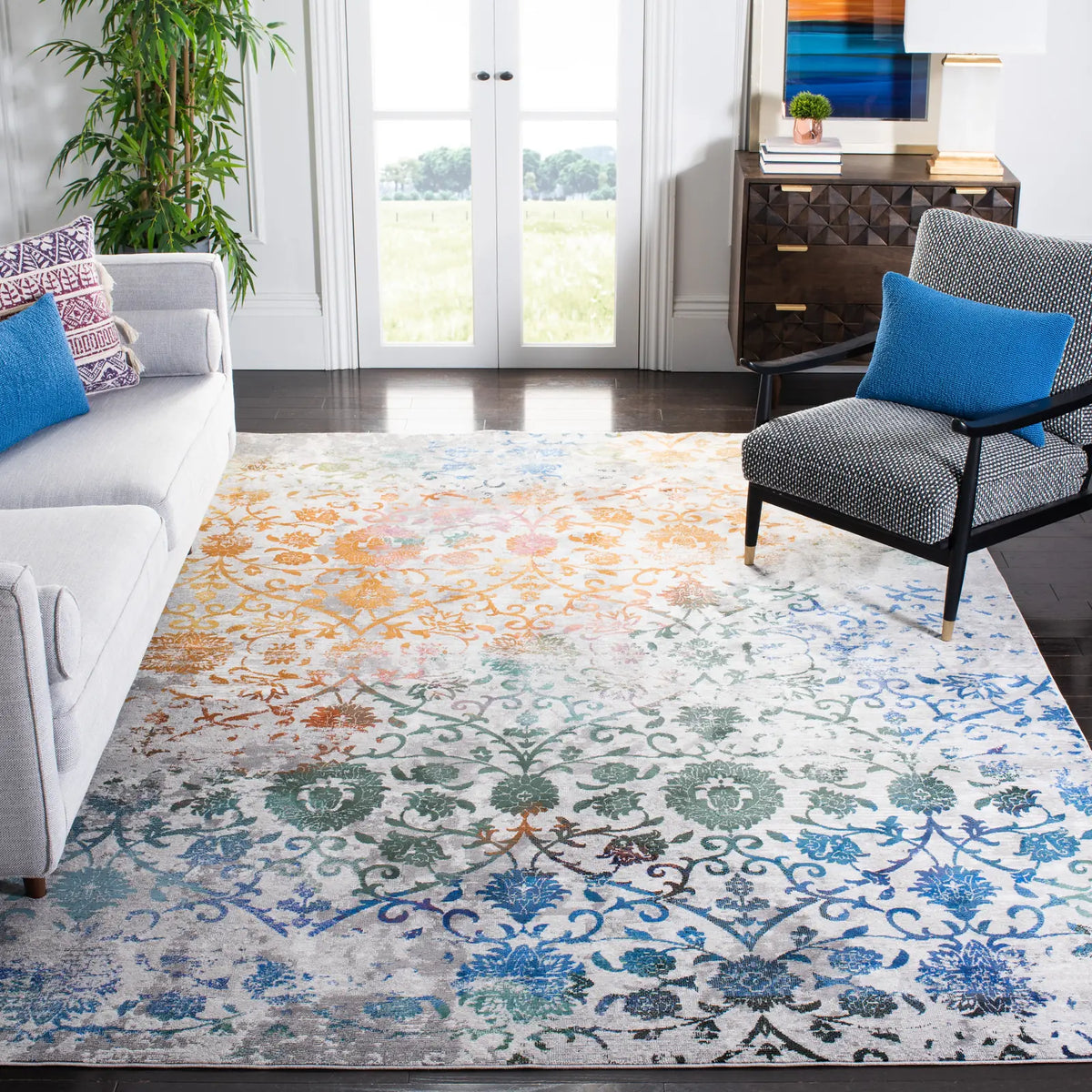 Safavieh Aria 8'-0" x 10'-0" Rug in Grey / Green
