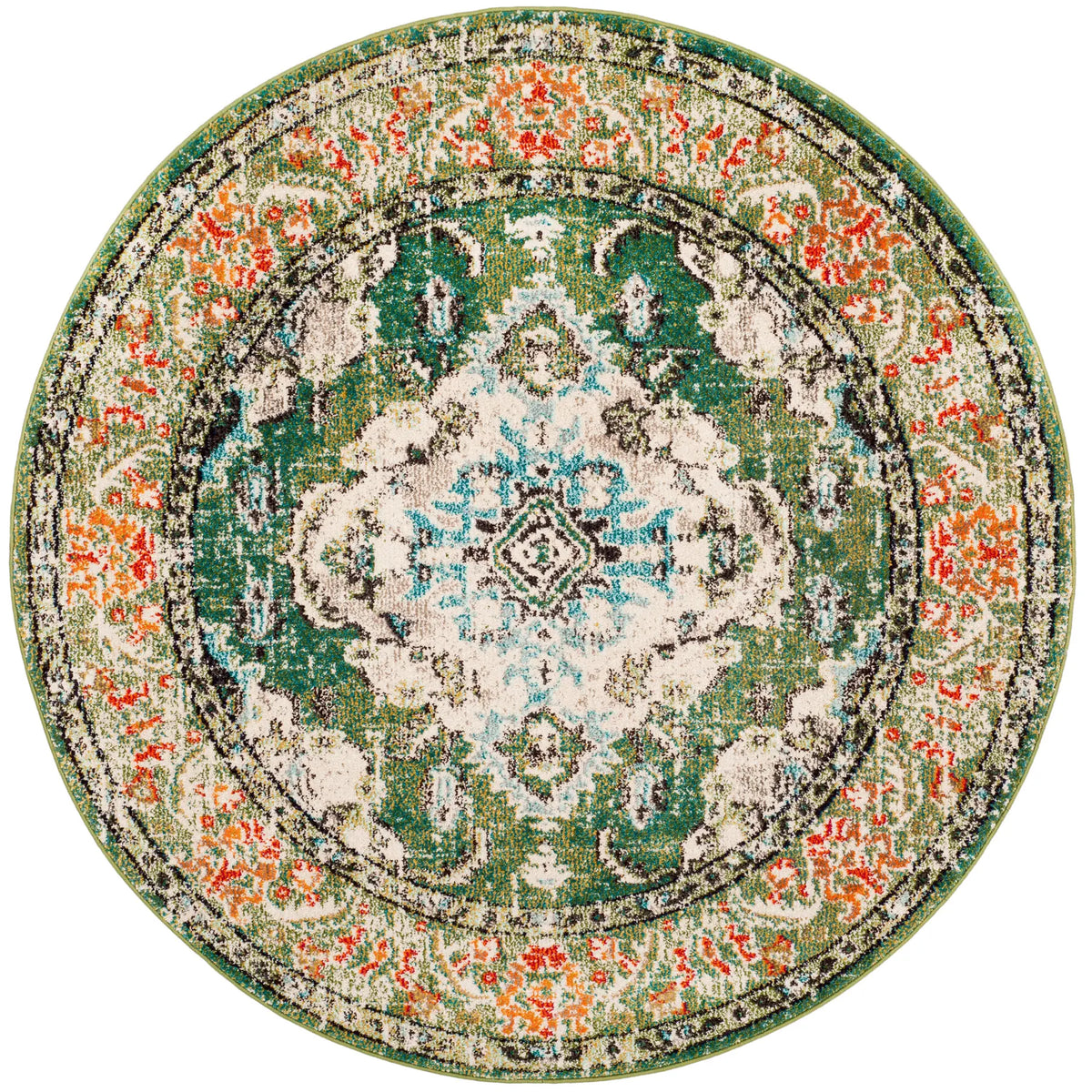 Safavieh Monaco 5'-0" x 5'-0" Rug in Forest Green / Light Blue