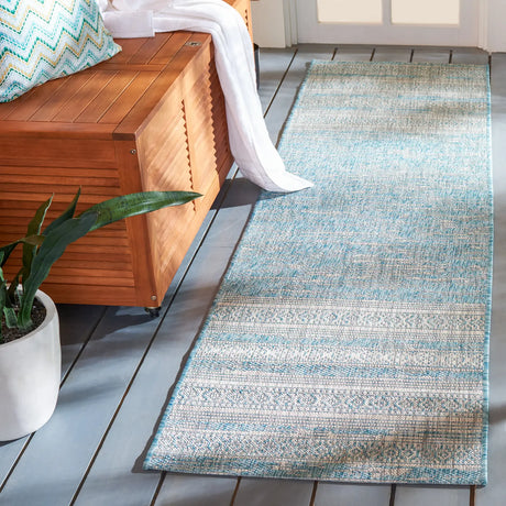 Safavieh Courtyard 2'-3" x 8'-0" Rug in Aqua / Grey