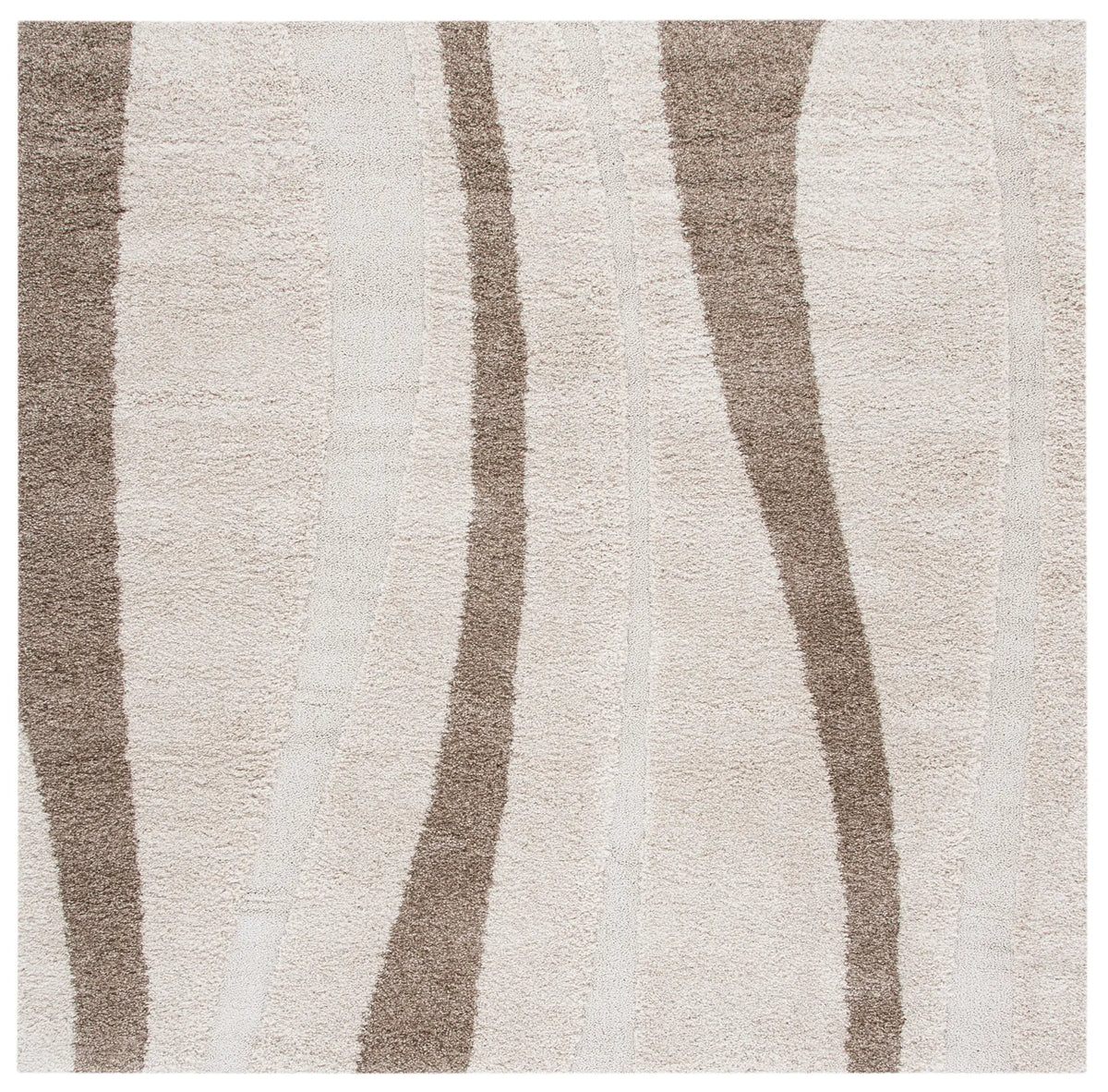 Safavieh Florida Shag 6'-7" x 6'-7" Rug in Cream / Dark Brown