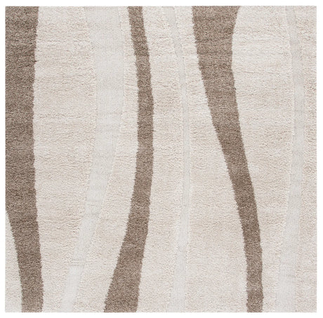 Safavieh Florida Shag 6'-7" x 6'-7" Rug in Cream / Dark Brown