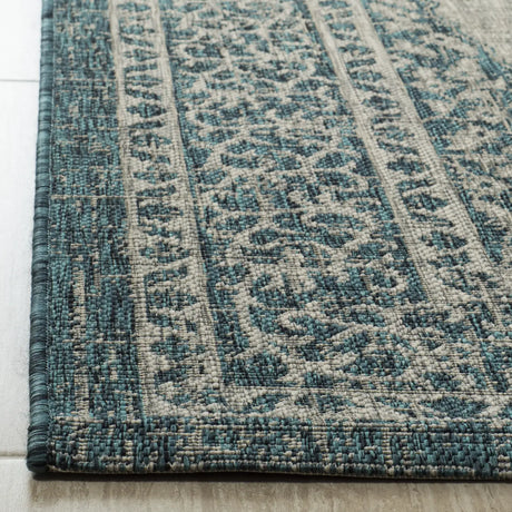 Safavieh Courtyard 4'-0" x 5'-7" Rug in Light Grey / Teal