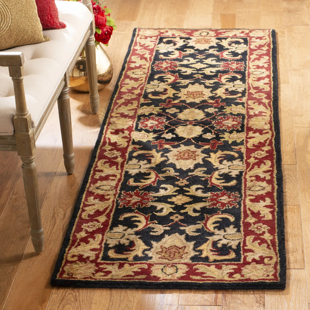 Safavieh Classic 2'-3" x 12'-0" Rug in Black / Burgundy
