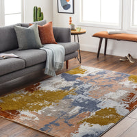 Surya Delight Dlg-2301 Medium Gray, Mustard, Rust, Dark Blue, Dusty Pink Area Rug