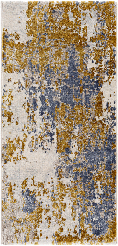 Surya Delight Dlg-2303 Mustard, Denim, Yellow, Dark Blue, Medium Gray, Light Gray Area Rug