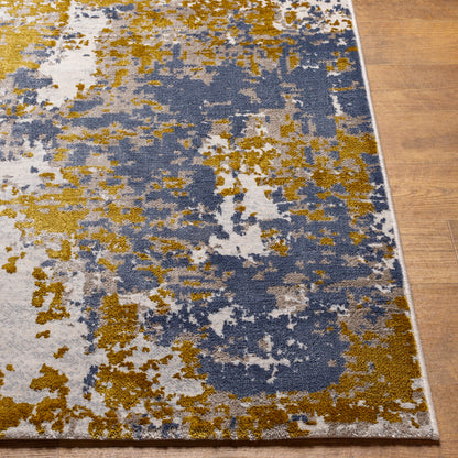 Surya Delight Dlg-2303 Mustard, Denim, Yellow, Dark Blue, Medium Gray, Light Gray Area Rug