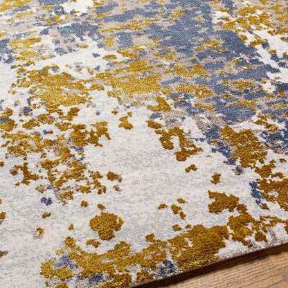 Surya Delight Dlg-2303 Mustard, Denim, Yellow, Dark Blue, Medium Gray, Light Gray Area Rug