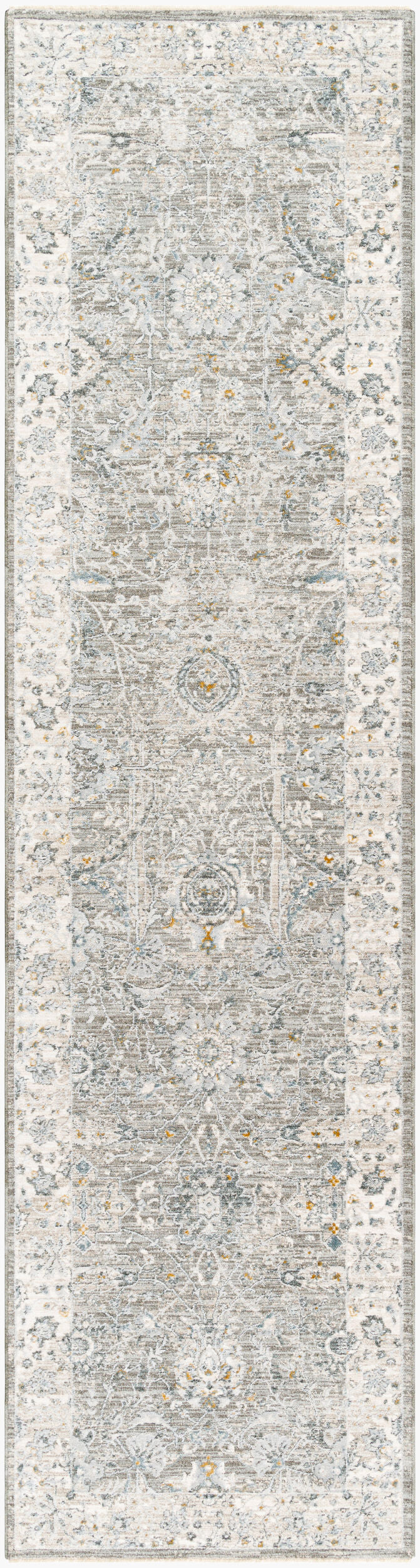 Livabliss Dresden Dre-2327 Gray, Medium Gray, White, Light Slate, Denim, Mustard Rug - runner flat view