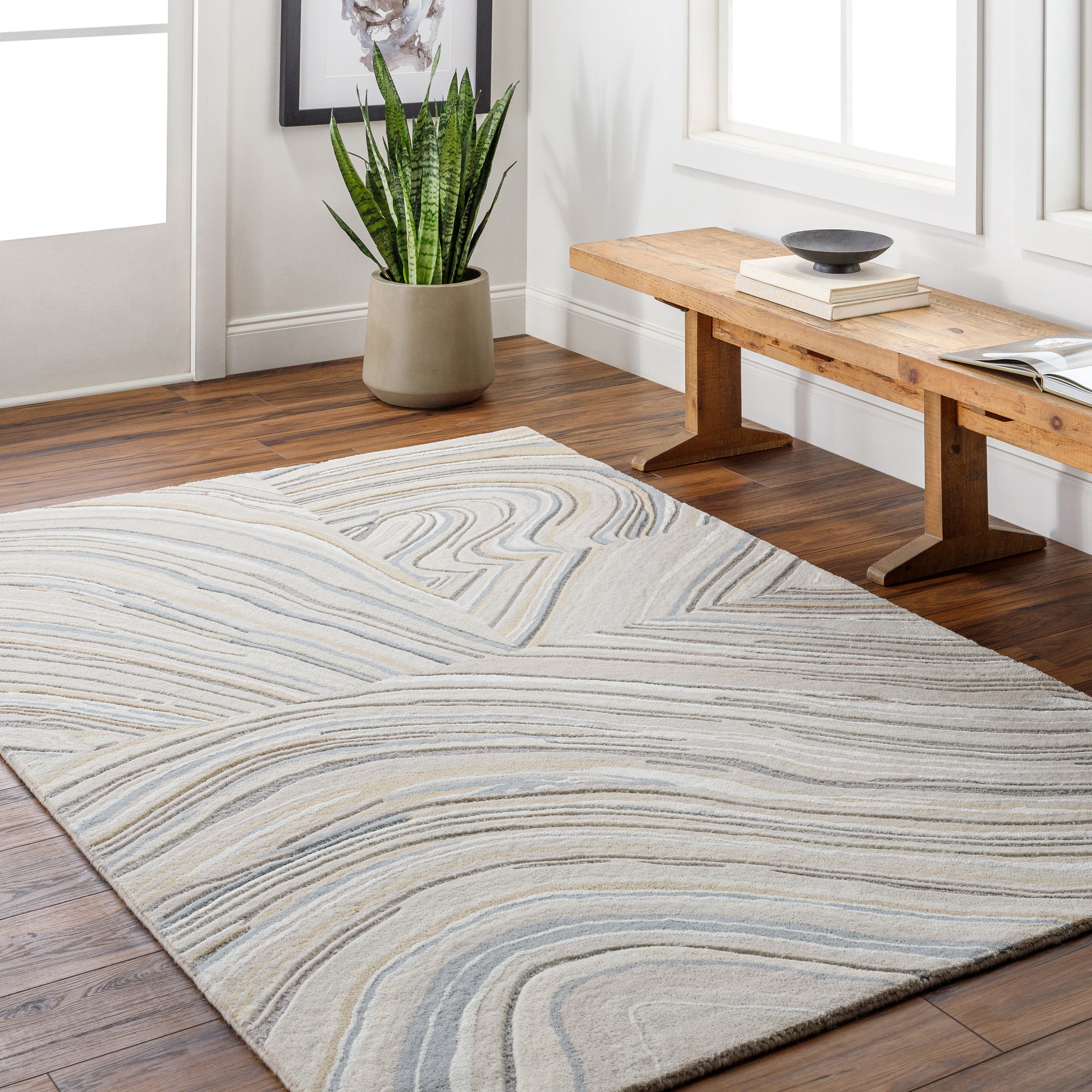 Surya Dreamscape Dsp-2303 Ash, Light Silver, Slate Grey Taupe, Metallic - Silver, Pewter Area Rug