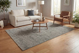 Grey and dark grey traditional rectangle area rug with textured pattern