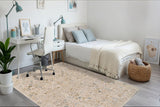 Cream and multi floral patterned rectangular rug, wide view