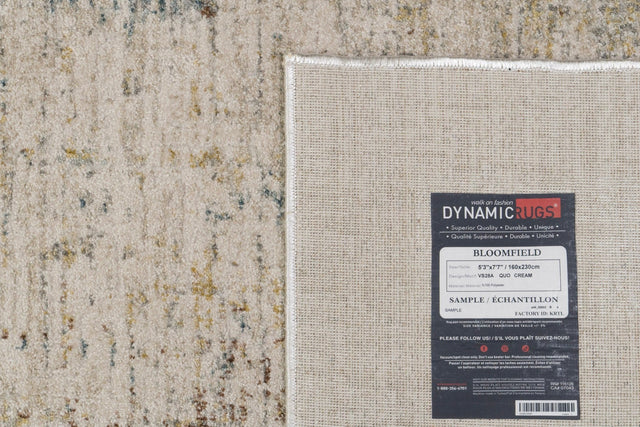 Modern rectangular grey-and-beige power-loomed rug with abstract textured pattern