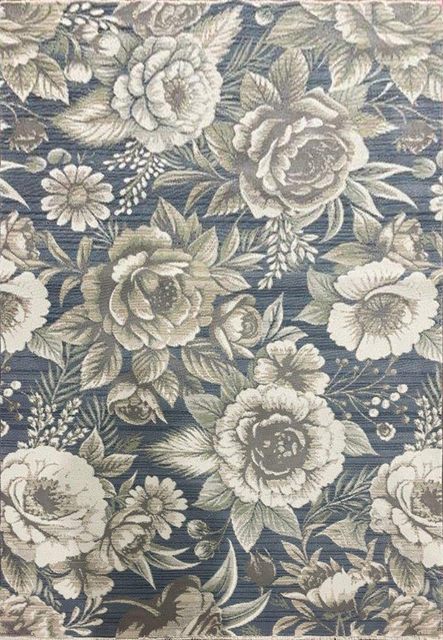 Dynamic Rugs Botanica 13361 Power Loomed Contemporary Navy/Beige Rug