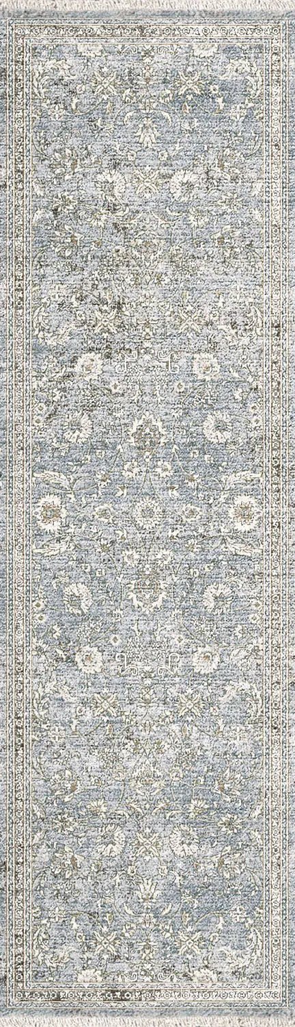 Dynamic Rugs Dharma 12040 Power Loomed Transitional Light Blue/Beige Rug - Runner