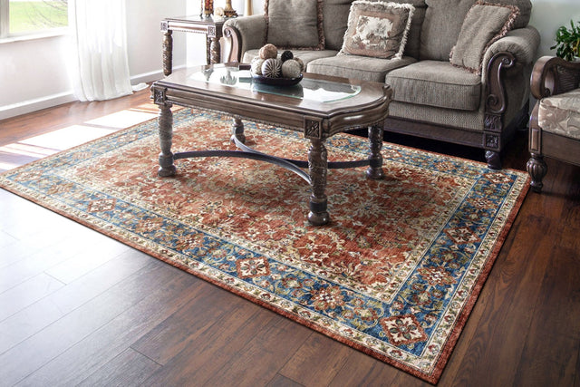 Dynamic Rugs Elise 6301 Power Loomed Traditional Red/Blue/Beige Rug