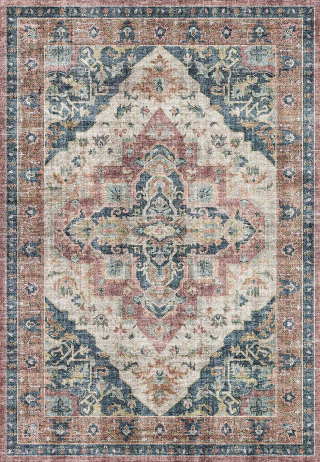 Dynamic Rugs Elise 6306 Power Loomed Traditional Wine/Navy/Tan Rug