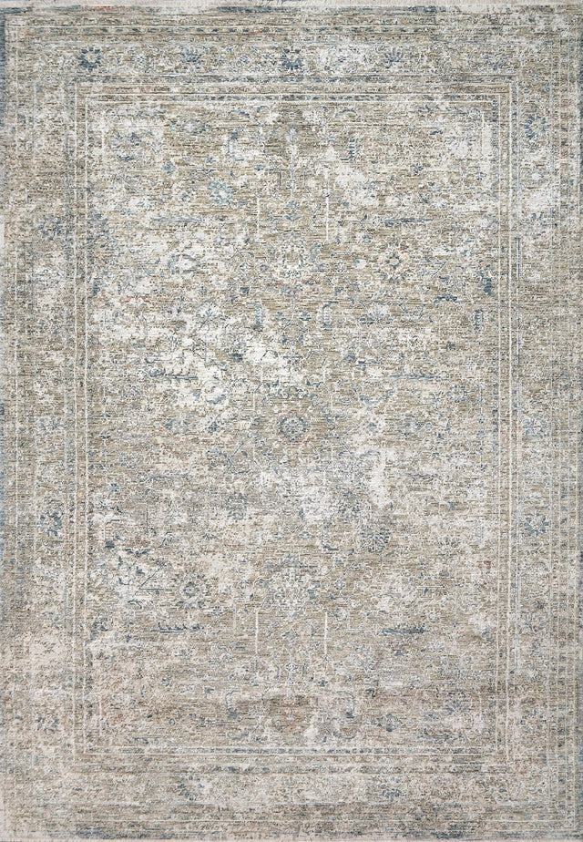 Dynamic Rugs Flare 14741 Power Loomed Traditional Beige/Ivory/Blue Rug