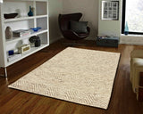 Beige rectangular modern rug with subtle geometric woven pattern