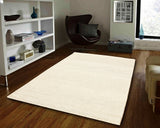 Ivory handmade modern rectangular rug with subtle textured pattern