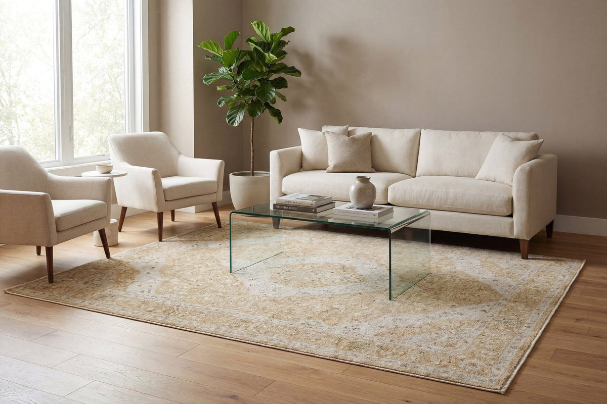 Dynamic Rugs Hudson 1479 Power Loomed Traditional Gold/Cream Rug