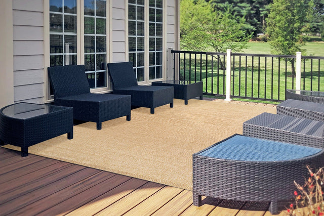 Rectangle natural-tone power-loomed modern rug with subtle abstract pattern