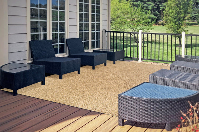 Modern natural rug in beige with abstract geometric pattern, rectangle