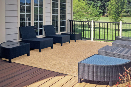 Natural beige modern rectangle rug with subtle pattern, power-loomed