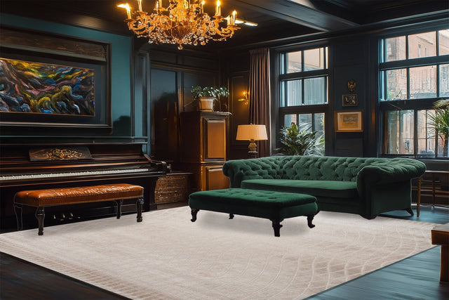 Modern light-grey rectangular rug with subtle patterned surface