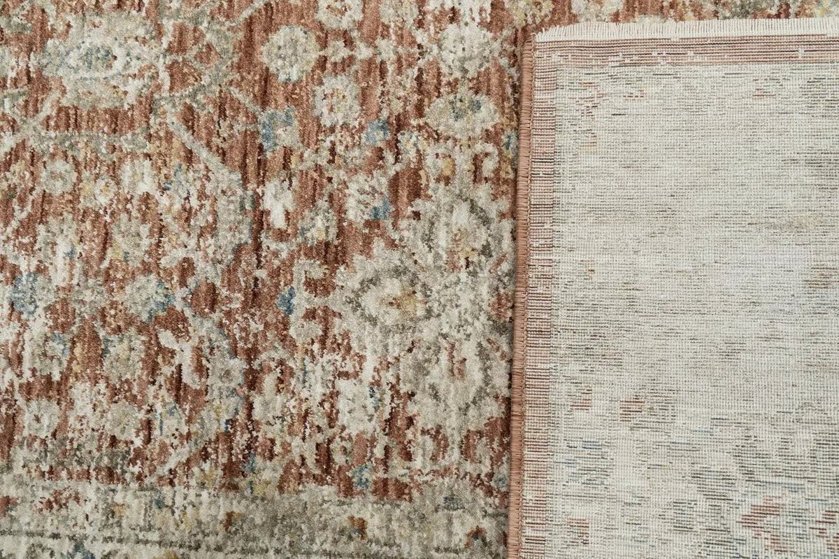 Dynamic Rugs Luminous 17603 Power Loomed Traditional Rust/Cream Rug - Corner