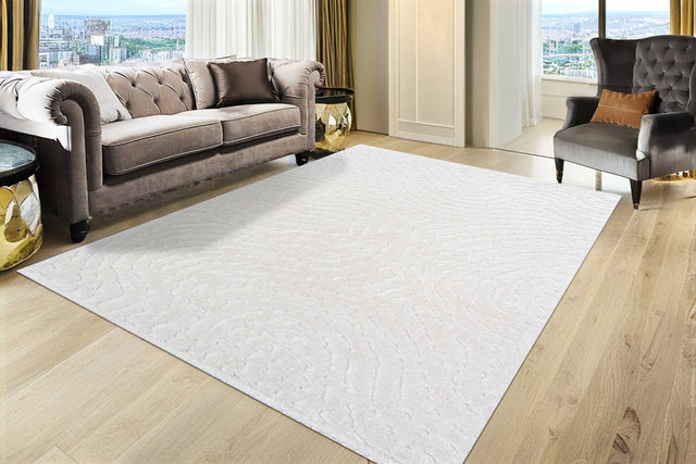 Dynamic Rugs Masai 14024 Power Loomed Modern White Rug