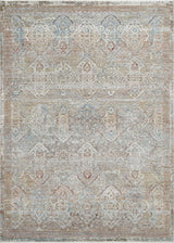 Transitional power loomed rug, rust, blue, and multi medallion pattern, rectangular