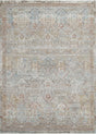 Transitional power loomed rug, rust, blue, and multi medallion pattern, rectangular