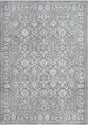 Traditional rectangle rug with dark grey and silver geometric medallion pattern