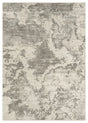 Modern grey power-loomed rug with dark grey abstract distressed pattern