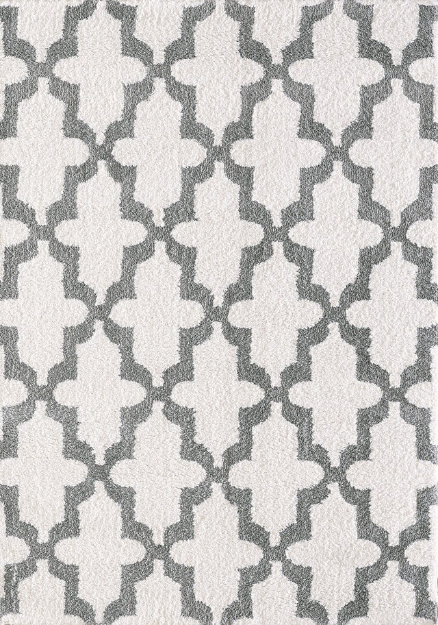 Dynamic Rugs Silky Shag 5906 White / Silver Rugs.