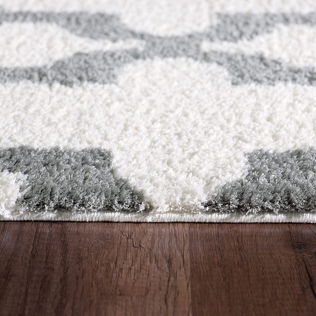 Dynamic Rugs Silky Shag 5906 White / Silver Rugs.