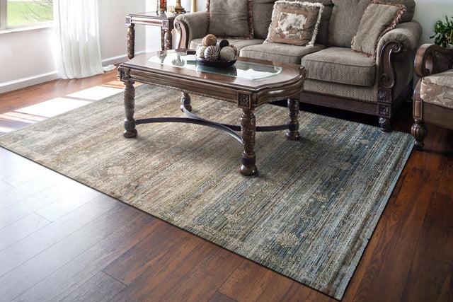 Dynamic Rugs Trevi 13254 Power Loomed Transitional Beige/Cream/Blue Rug