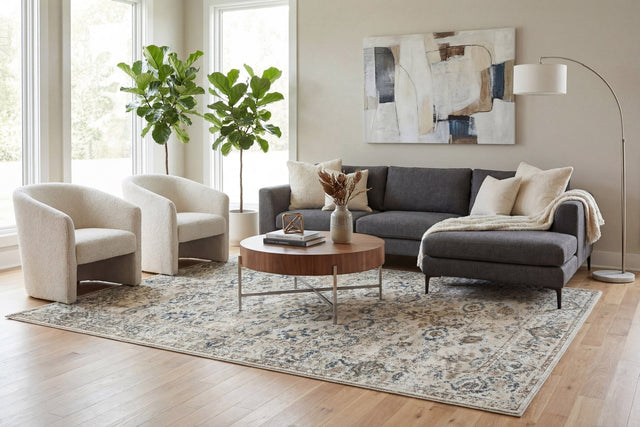 Dynamic Rugs Venedik 17770 Power Loomed Traditional Cream/Blue Rug