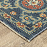 Oriental Weavers Sphinx Francesca Fr11B Blue/ Rust Rug - corner detail