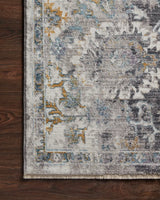 Loloi Samra Sam-02 Grey/Multi Rugs - corner on wood