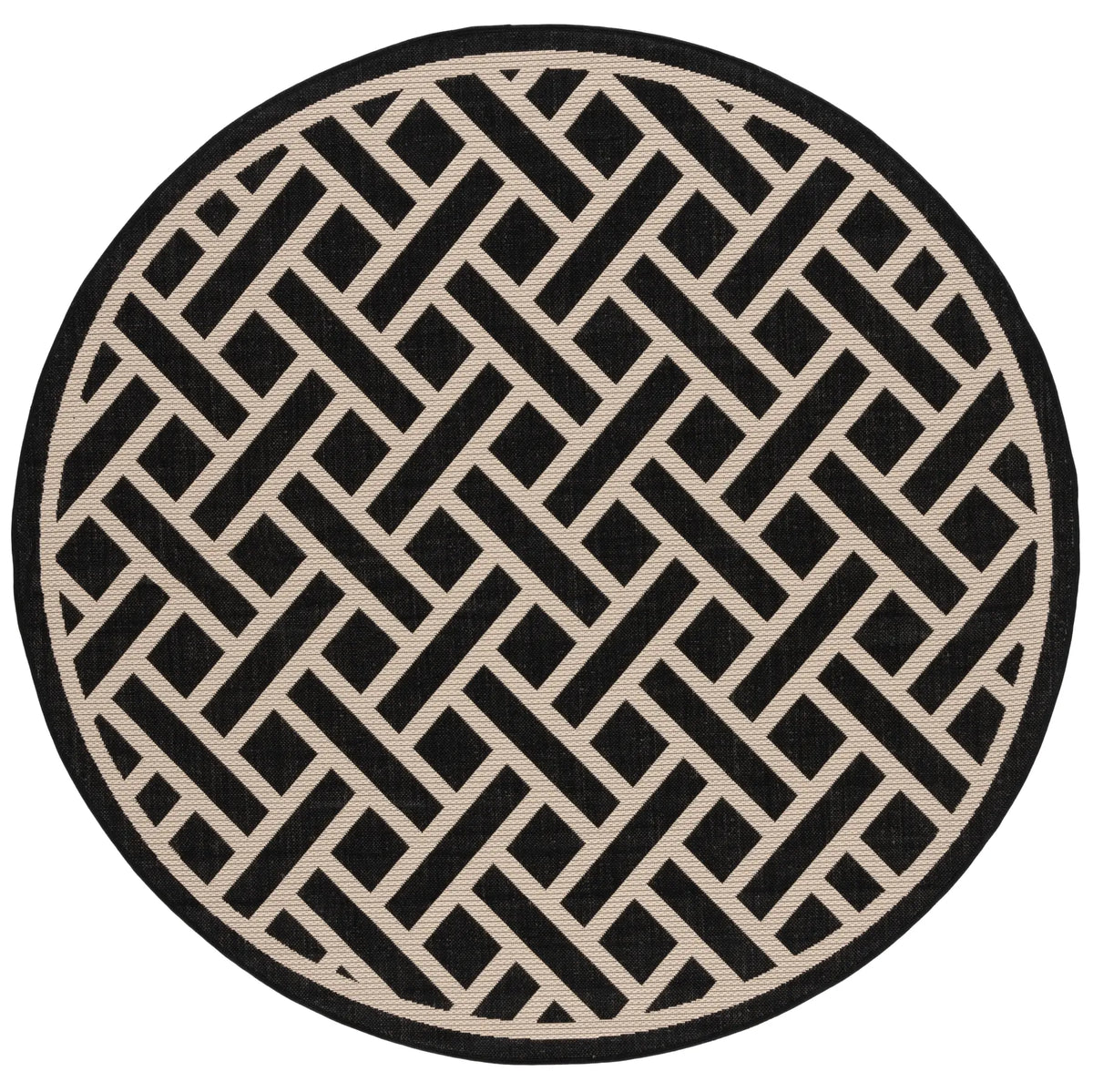Safavieh Courtyard 6'-7" x 6'-7" Rug in Black / Light Beige