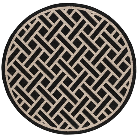 Safavieh Courtyard 6'-7" x 6'-7" Rug in Black / Light Beige