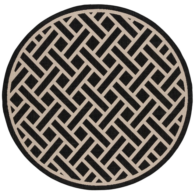 Safavieh Courtyard 6'-7" x 6'-7" Rug in Black / Light Beige